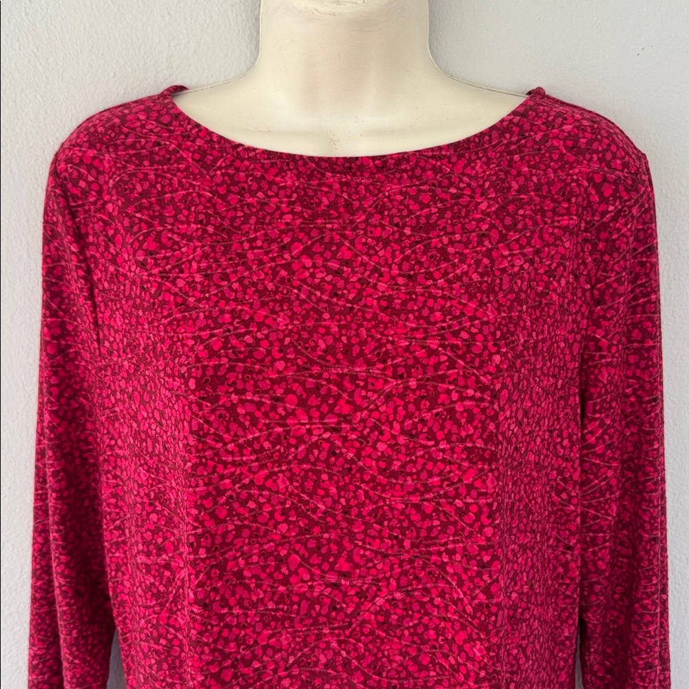 Croft & Barrow red abstract dot print 3/4 sleeve stretch top size petite medium - Picture 5 of 12